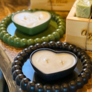 Kit bandeja + vela coração (Preto)