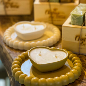 Kit bandeja + vela coração ( Ocre)