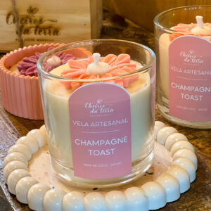 Vela Champagne Toast + bandeja de resina
