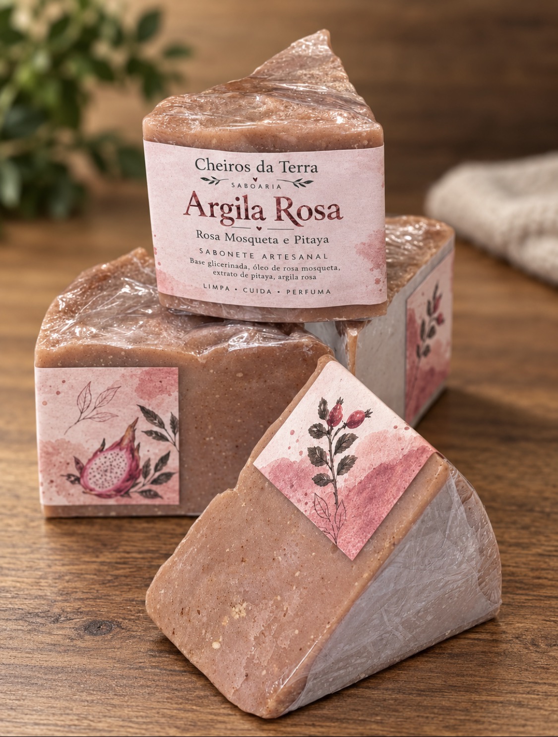 SABONETE ARGILA ROSA E ROSA MOSQUETA